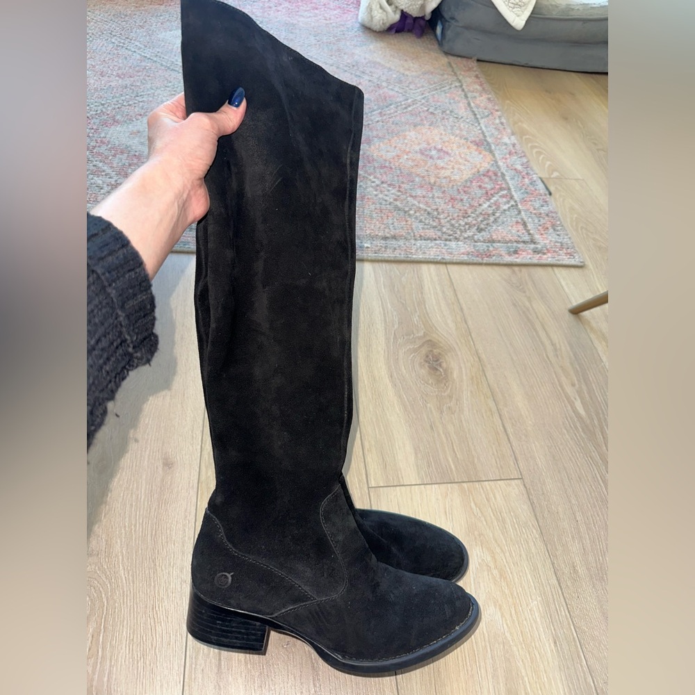 Born Black Knee High Suede Boots NWOT size 6